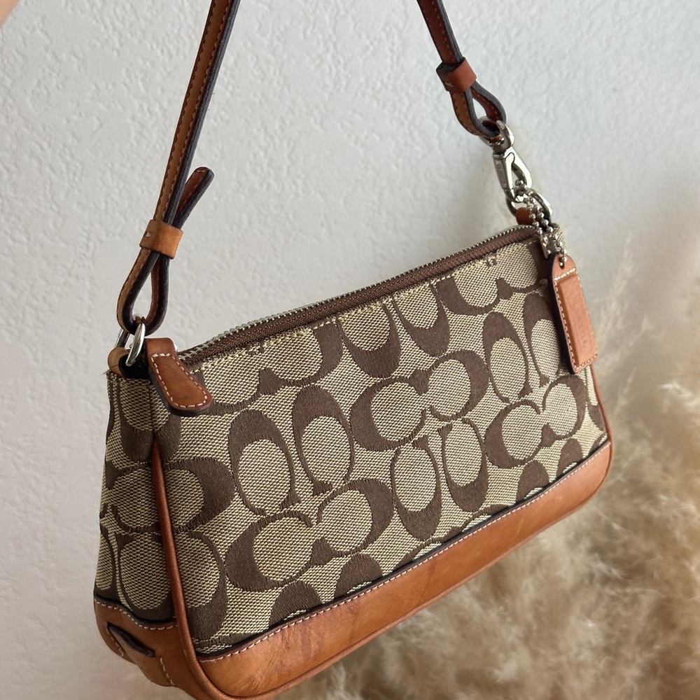 Coach Vintage Demi Brown Shoulder Bag with Monogram Pattern Y2k